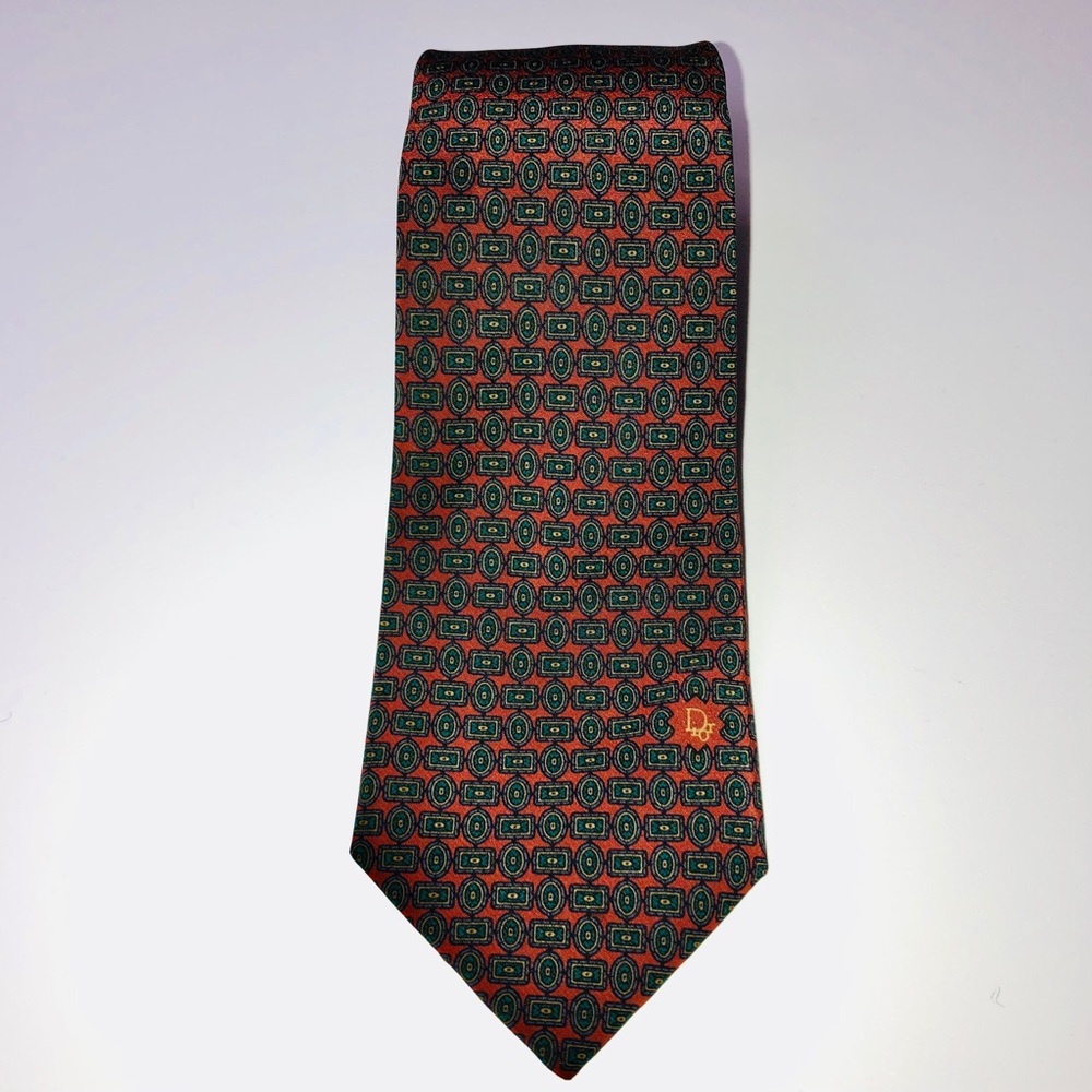Christian Dior Monsieur Orange and Green Necktie